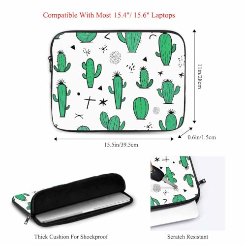 Laptop Sleeve Bag 15.4 15.6 Inch,Cute Cactus Cacti Bohemian Style Green Desert Plant Protective Polyester Computer Cases Laptop Cover Briefcase Bag Tablet Travel Cover - color: LPS-002
