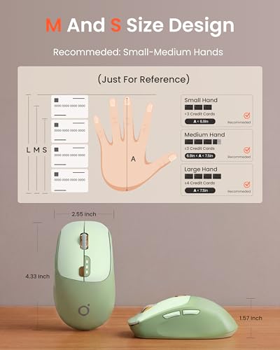 SEUNKWANG Dual-Mode Wireless Mouse with Visible Battery Indicator, Silent Rechargeable Bluetooth & 2.4G Computer Mouse, 1600 DPI, One-Click Desktop Privacy Key, Portable Mice for Laptop/PC/Mac - Green - color: Green