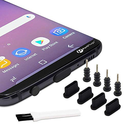 USB C and 3.5mm Dust Plugs 5 Pairs with SIM Tool and Cleaning Brush, Black | Protects USB C and 3.5mm audio ports, helps block dust and lint, reusable covers, compact device care set - color: Black, 5 Pairs, size: 5 Pairs