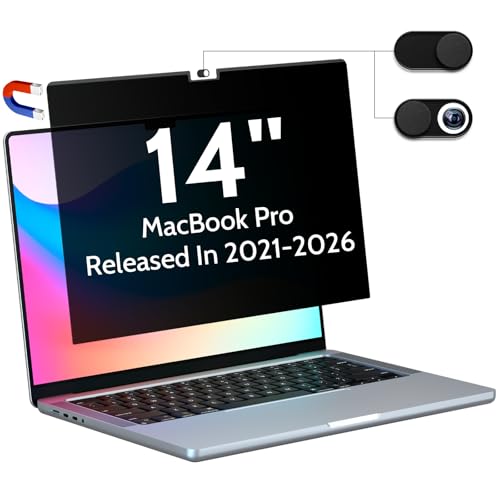 Peslv Magnetic Privacy Screen for MacBook Pro 14 Inch (2021-2026, M1, M2, M3, M4, M5), Removable Matte Blue Light Glare Filter for Mac Pro 14.2" Laptop Computer - color: black, size: MacBook Pro 14 Inch(2021-2026)