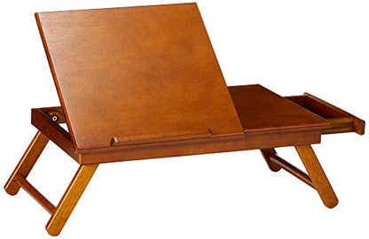 Winsome Anderson, Flip Top with Drawer, Foldable Legs Lap Desk, Teak, 25.37x13.78x8.06 - color: Teak, size: Regular (Pack of 1)