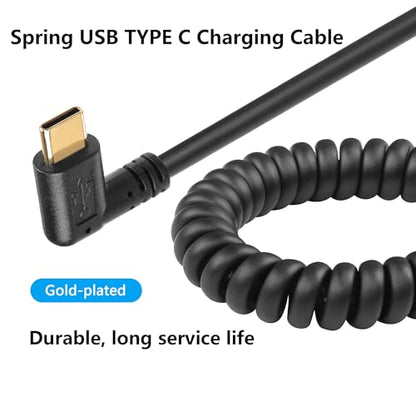 SinLoon 90 Degree USB Type C Spring Cable 5Gbps Retractable USB3.0 to USB C Charging Cable and Data Transfer for Phone, Tablet, Other USB C Devices (Right) - style: Right