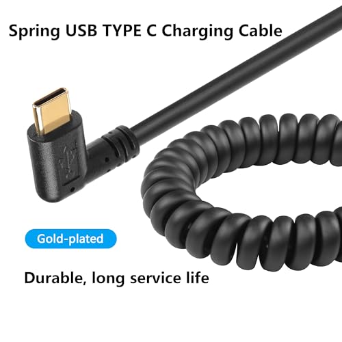 SinLoon 90 Degree USB Type C Spring Cable 5Gbps Retractable USB3.0 to USB C Charging Cable and Data Transfer for Phone, Tablet, Other USB C Devices (Up) - style: Up