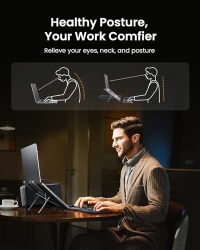 ProtoArc XKM01 CaseUp Foldable Bluetooth Keyboard Mouse Combo | Portable with Laptop Stand, Mobile Work Solution for On-the-Go, Compatible with Laptop PC Macbook, Windows Mac OS