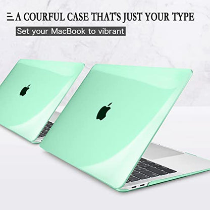 CISSOOK for MacBook Pro 13 Inch M2 M1 Case 2023 2022-2020 Release Green | Hard Shell Case with Keyboard Cover +Screen Protector for MacBook Pro 13 A2338 A2251 A2289 with Touch Bar -Clear Green - color: Clear Green