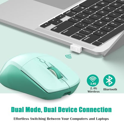 LeadsaiL Bluetooth Wireless Mouse, Rechargeable Dual Mode Computer Mouse with Side Buttons, Ergonomic Design, Silent Click, Adjustable DPI 800-4000, Compatible with MacBook, Windows Computers/Laptop