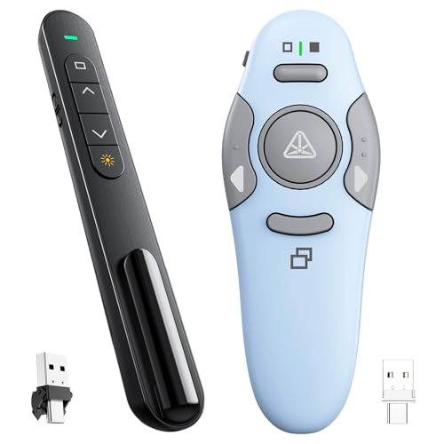 QUI Presenter Clicker USB A&C Bundle | Pen-Shaped Black & Remote-Shaped Blue
