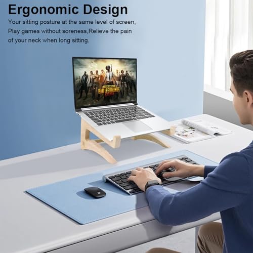 UI U & I Laptop Stand Riser, Portable and Adjustable Stand, for Notebook up to 13-17 Inch, Wood - size: big