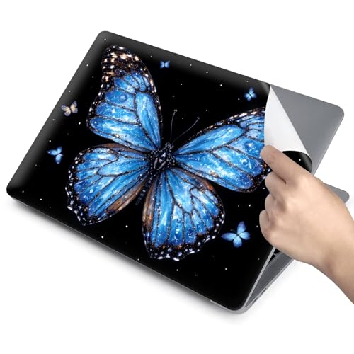 Universal Laptop Skin for 13-16 Inch Laptops,Vinyl Protective Sticker Decal,Easy DIY Trim-to-Fit for HP/Dell/MacBook,Bubble-Free & Removable,Blue Butterfly - color: Blue Butterfly