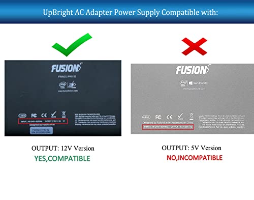 UpBright 12V 3A V1 AC/DC Adapter Compatible with Fusion5 FWIN232 PRO S2 S3 Plus S2 Fusion 5 Ultra Slim Windows Tablet 12VDC 12.0V Power Supply Cord Cable Battery Charger PSU (Not for FWIN232 Plus S1)