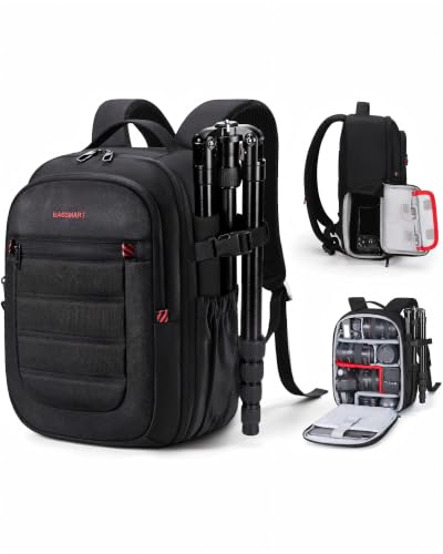 BAGSMART Camera Bag for DSLR, Waterproof Camera Backpacks for Photographers, Camera Case with Laptop Compartment-14 Black - color: Black, size: Small