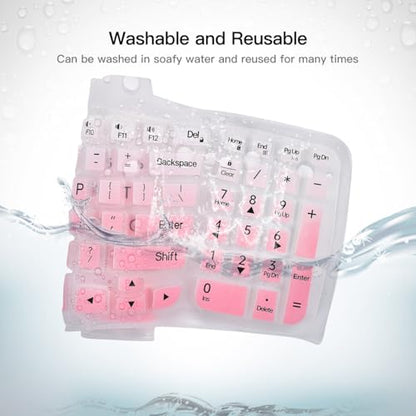 Large Print Keyboard Cover for Logitech Wave Keys MK670 Combo Keyboard Skin, Logitech Wave Keys Wireless Ergonomic Keyboard Cover Protector Skin, Logitechs Waves Key Accessories, Ombre Pink - color: Ombre Pink-Large