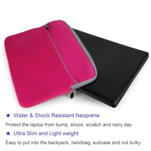 Neoprene Laptop Sleeve for 13 13.3 Inch Devices, Dual Zipper Shock Resistant Computer Pouch, Water Resistant and Lightweight Protective Bag for Men and Women - color: Magenta