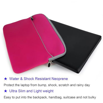 Neoprene Laptop Sleeve for 13 13.3 Inch Devices, Dual Zipper Shock Resistant Computer Pouch, Water Resistant and Lightweight Protective Bag for Men and Women - color: Magenta