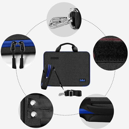 Laptop Case 15.6 Inch Briefcase Military-Grade Protection with Detachable Belt Bag, Compatible All Model of 15-16 Inch MacBook Pro and Most Popular 15.6 Inch Notebooks Chromebooks (Black Blue) - color: Black Blue