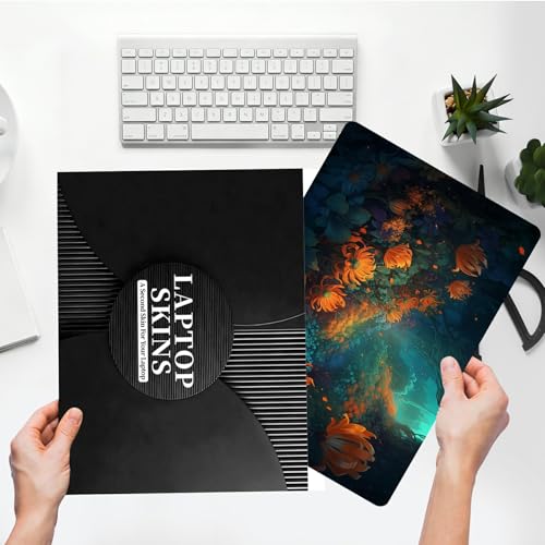 Universal Laptop Skin Sticker with 2 Wrist Pad Skins, Waterproof Scratch Resistant Vinyl Laptop Cover Decal, Cut to Fit for 11–15.6 Inch MacBook HP Dell Lenovo, Flowers Sea at Night - color: Flowers Sea at Night