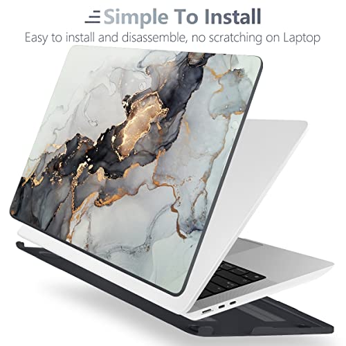 Batianda Case for 12.4" Microsoft Surface Laptop Go 3 2023 Release/Surface Laptop Go 2 (2022), Designed Clear Protective Plastic Hardshell & Keyboard Cover & Screen Protector, Golden Fluid - color: Golden fluid