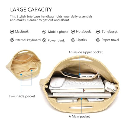 Official Document Computer Bag Stylishly Sleek with Multiple Compartments and Easy to Carry Design - color: Almond Yellow/Pu