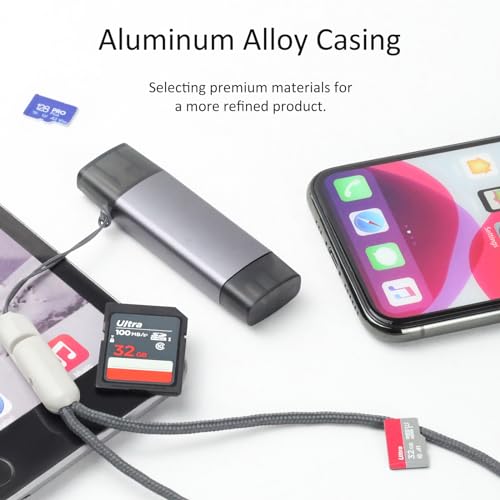 USB3.0 USB-C SD Card Reader, 2-in-1 Wansurs Aluminum Alloy Memory Card Reader with Dual Connectors for SDXC, SDHC, SD, MMC, RS-MMC, Micro SDXC, Micro SD, Micro SDHC, and UHS-I Cards