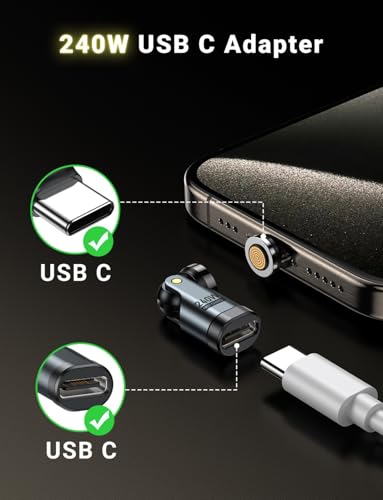 A.S 240W USB C Magnetic Adapter (3Pack), Gen3 USB C 90 Degree Adapter/C Right Angle Adapter/180 Degree USBC Adapters/USBC to USBC Adapters for Phone 16/15, Ma-Book Pro/Pad Series, Samsung - color: Balck