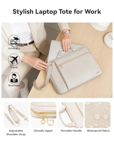 Laptop Bag Case for Women Men Messenger Briefcase Bag, 15.6 16 Inch | Compatible with MacBook Pro M5/HP OmniBook Omen Envy/Dell Pro Inspiron/Lenovo Yoga IdealPad, Carrying Computer Bag, Beige - color: Beige, size: 15.6 inch