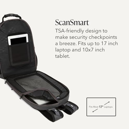 SWISSGEAR 1900 ScanSmart Laptop Backpack, Fits Most 17-Inch Laptops, TSA-Friendly Lay-Flat Design, RFID Protection, and Tablet Pocket, Black, 31L, 18.5-Inch - color: Sting Grey Ballistic