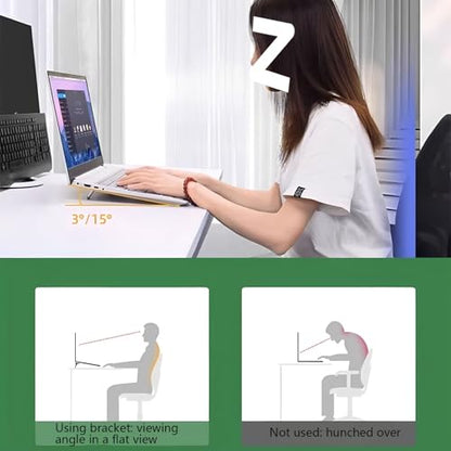 2 Pcs Zinc Alloy Foldable Laptop Stands, Portable Computer Keyboard Riser Feet with 2 Adjustable Angles, Self-Adhesive Invisible Mini Keyboard Stand for Notebook 10-17 Inches - color: Silver