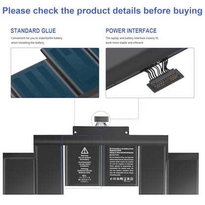 TREE.NB A1618 A1494 Laptop Battery for MacBook Pro 15" Inch Retina A1398 (Mid 2015 Mid 2014 Late 2013 Early 2015), NOT fit for: A1398 (Mid 2012 Early 2013) P/N:020-00079 02000079 - color: ‎A1618
