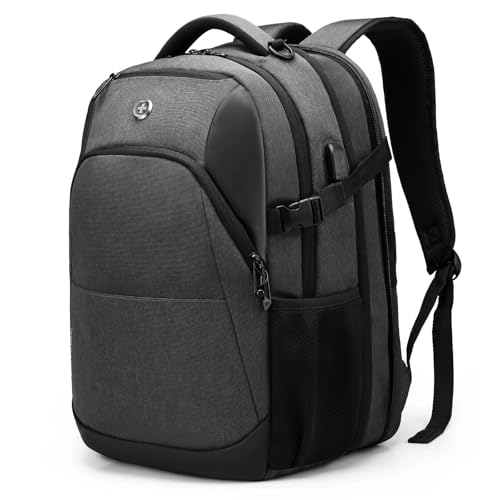 Swissdigital Design Backpack for Men & Women Fit 17 Inch Computer SD1671-02 | Travel Laptop Backpack,College Bag, Business Backpack, with USB Charging Port,RFID Protetion Pocket, 35l Expandable, Grey - color: Grey, size: 17 Inches