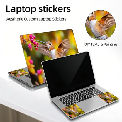 Universal Laptop Skin Sticker Decal, 12"-15.6" Aesthetic Vinyl Wrap, Hummingbird Pink Flowers Waterproof Notebook Cover Art Protector for MacBook HP Dell Lenovo, Fits 13" 14" 15" 15.6" - color: Hummingbird Feeding Pink Flowers
