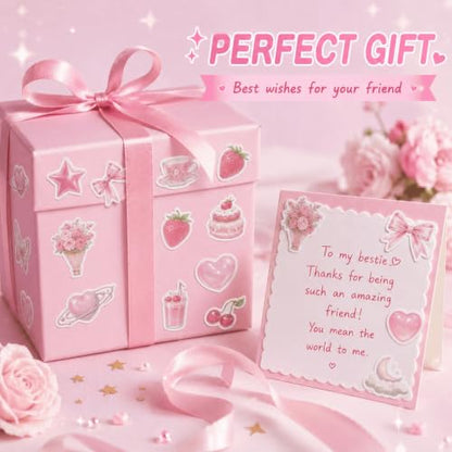 160 Pcs Pink Aesthetic Sticker Coquette Stickers, Cute Butterfly Cake Waterproof Vinyl Stickers, Decorative Decals for Laptop Journal Scrapbook Phone Luggage and Water Bottle