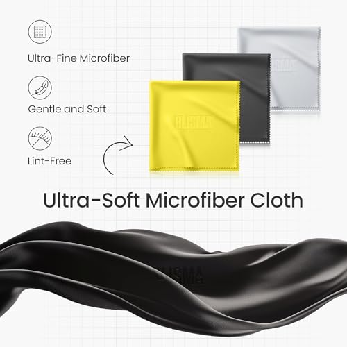 Microfiber Lens Cleaning Cloth | 12-Pack for Glasses, Sunglasses, Camera & Optical Lenses | Ultra Soft, Streak-Free Cleaning Cloths (Yellow, White & Black) - size: Pack of 12