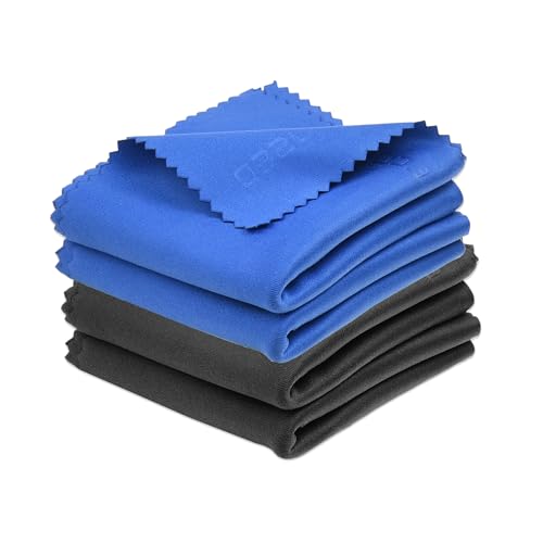 Eco-Fused Large Microfiber Cleaning Cloths - 4 Pack - 18 x 18 inch - Perfect for Wide Screen TVs, Large Computer Monitors- Also for Cleaning Glasses, Camera Lenses, Laptops and LCD Screens- Blue/Black - color: 4 Pack - 18 X 18 Inch