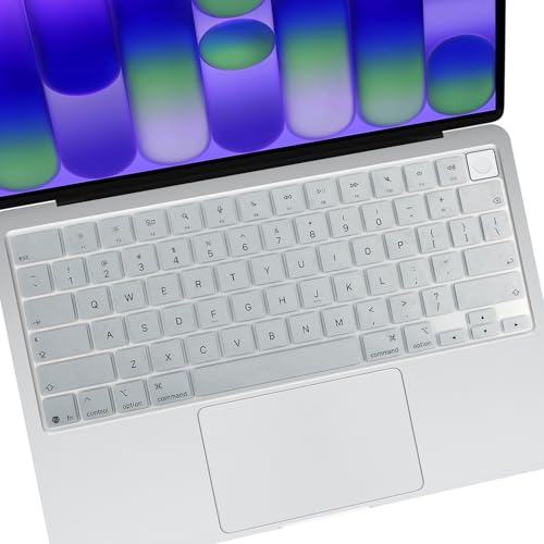 Allinside Keyboard Cover for 2026 MacBook Neo 13-inch A3404 (A18 Pro) & MacBook Air 13"/15" and MacBook Pro 14"/16" (M5 Chip), Premium Silicone Keyboard Protector Skin, US ANSI Layout, Silver - color: Silver