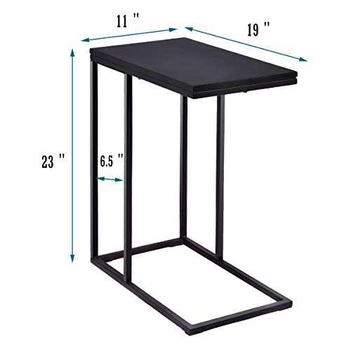 Tangkula Sofa Side End Table C Table Laptop Holder End Stand Desk Coffee Tray Side Table Notebook Tablet Beside Bed Sofa Portable Workstation (Black) - color: Black