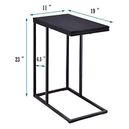 Tangkula Sofa Side End Table C Table Laptop Holder End Stand Desk Coffee Tray Side Table Notebook Tablet Beside Bed Sofa Portable Workstation (Black) - color: Black
