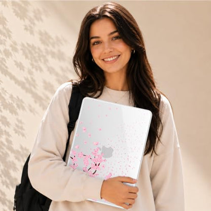 Compatible with MacBook Neo 13 inch (2026 Release A3404) (A18 Pro) with Liquid Retina Display, Printed Slim Protective Case with Screen Protector & Keybaord Cover, Sakura & Flying - color: Sakura & flying