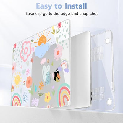 May Chen Compatible with MacBook Air 13 inch Case 2022 2021, 2020-2018 Release Model: M1 A2337 A2179 A1932, Plastic Hard Shell Case Cover for Mabook Air 13 inch with Retina Dispaly, Rainbows Flowers - color: Rainbows flowers