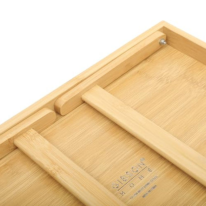 Gibson Home Continental Bamboo Bed Tray with Folding Legs, for Breakfast, Eating, Working, Laptop, Foldable Serving