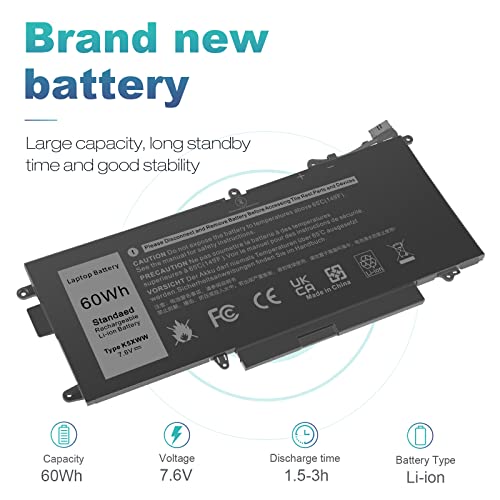 ASUNCELL 60Wh K5XWW Battery for Dell Latitude 5289 7389 7390 2-in-1 Series Notebook L3180 P29S001 P29S002 Laptop 6CYH6 71TG4 725KY J0PGR N18GG, 7.6V 3-Cell (NOT fits for Latitude 7390 Series) - size: K5XWW 11.34 × 5.55 × 0.73 in