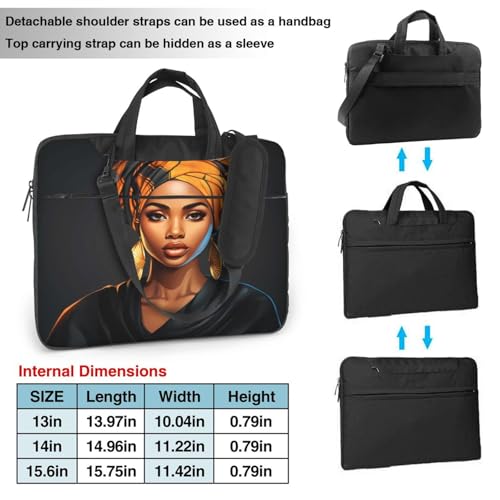 Laptop Bag Case African Women Computer Messenger Shoulder Bag Laptop Sleeve Briefcase - size: 15.6 inch