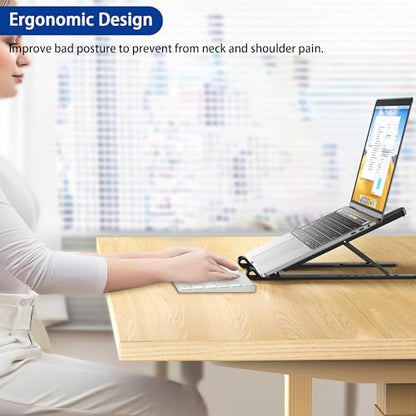 BESIGN LS01 Pro Ergonomic Laptop Stand, Plastic Laptop Riser, Portable and Adjustable Notebook Computer Holder Compatible with 10-14" Laptops (Black) - color: Black