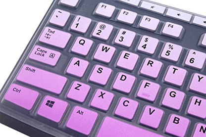 Ultra Thin Desktop PC Silicone Clear Keyboard Cover Skin Protector Compatible for Logitech MK295 MK275 MK270 Wireless Keyboard, Logitech K200 K260 K270 MK200 MK260 Keyboard (Gradient Purple) - color: Gradient Purple