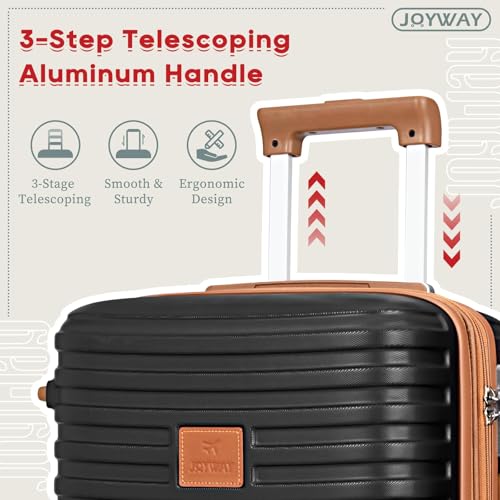 Joyway Expandable Carry on Luggage Sets Airline Approved, Lightweight Hard Shell 20 Inch Carry-on Suitcase with Spinner Wheels - color: Black, size: Carry on luggage