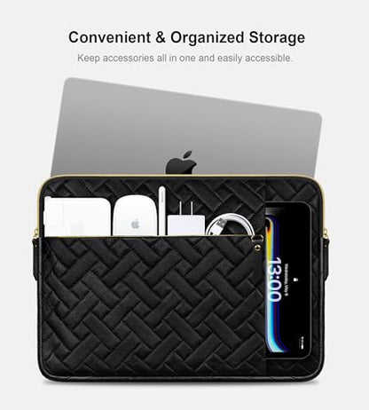 Lacdo 13 Inch Laptop Sleeve Case for 13 inch MacBook Air M5 A3449 (2026), M4 A3240 2025, M3 A3113, M2 A2681, M1 A2337 A2179 A1932 | 13 inch MacBook Neo A18 Pro A3404 (2026) Computer Bag, Elegant Black - color: Elegant Black, size: New MacBook Air/Neo/Pro