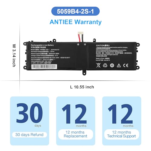 ANTIEE 5059B4-2S-1 Laptop Battery Replacement for Chuwi Gemibook Pro 14 | CoreBook X Pro 14 13.3 inch CWI529 CWI528 Series 5059B4-2S1P 505979-3S1P Q512G20090943, 7.6V 38Wh 5000mAh