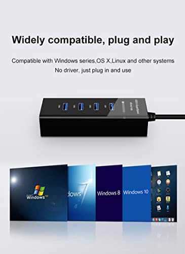 Tianle USB Hub, 4-Port USB 3.0 Ultra Slim Data Hub Portable USB Splitter Compatible with MacBook Air, iMac, Surface Pro, Laptop, USB Flash Drives, Mobile HDD - size: 4port