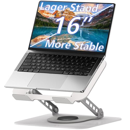 Adjustable Laptop Stand, 360 Rotating Computer Riser, Stable Base Stand Holder for MacBook Pro/Air Notebook up to 16 Inches, Silver - color: Silver