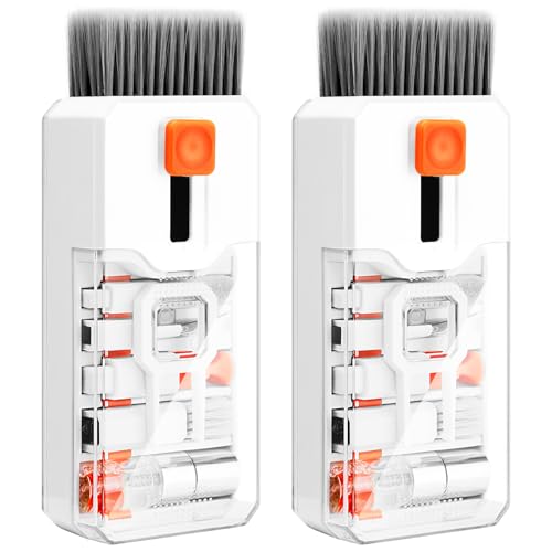 2 Pack Keyboard Cleaner & Laptop Cleaning Kit, All-in-1 for Computer PC | Electronics Deep Cleaning Reusable Brush Tool, Screen-Safe Spray, for iPhone iPad Macbook Airpod Camera, Gaming Accessories - color: Multi