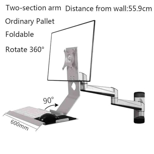 Monitor Stand- Silver Wall Mount Double Arm with Regular Tray Monitor Stand 90° Adjustable Desk Mount